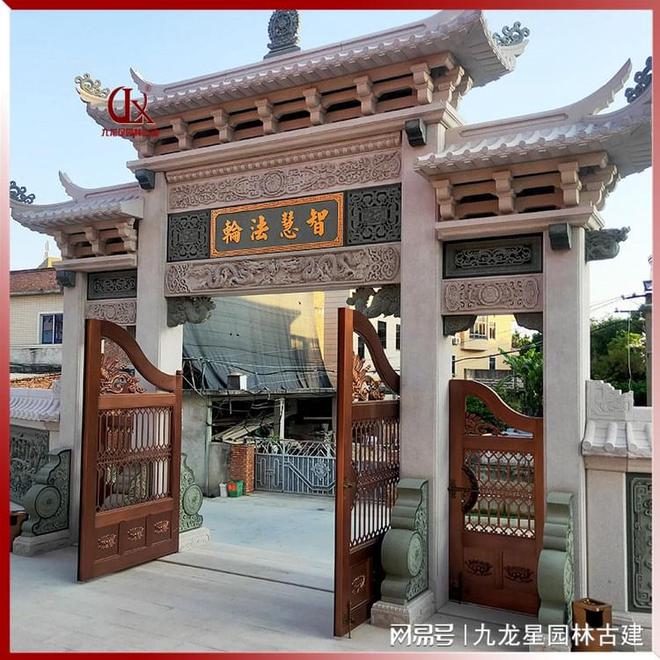 山门牌坊图寺庙石牌坊样式惠安石雕定做(图2)
