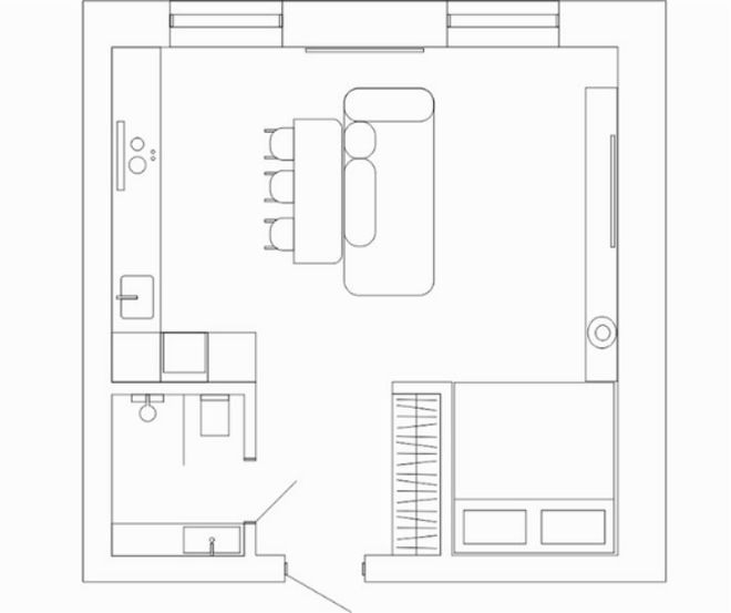 九游体育：卧室不设门一居室这样设计更大气！(图1)