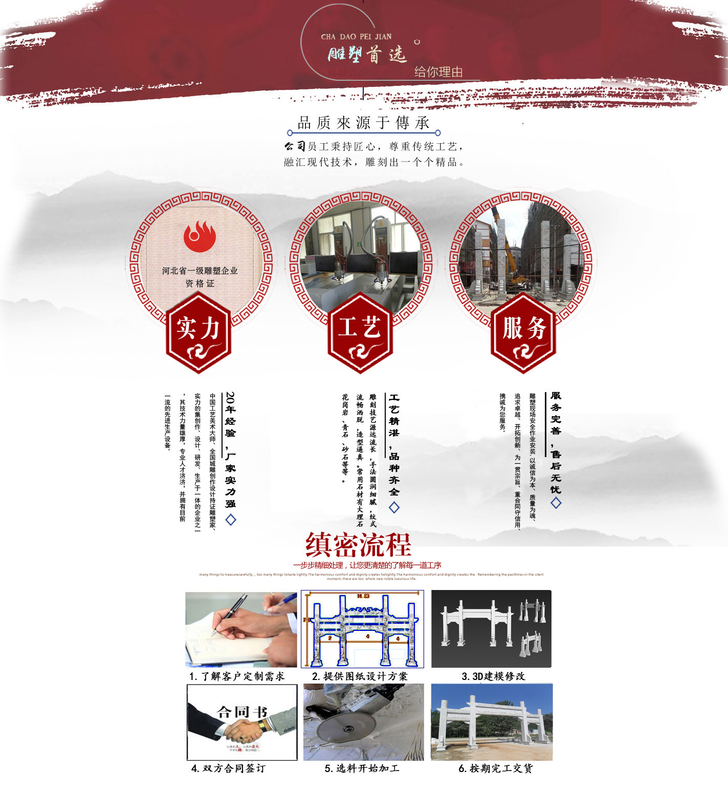曲阳汉白玉石雕牌坊厂家村庄青石牌楼农村花岗岩石牌坊制作加工厂(图1)