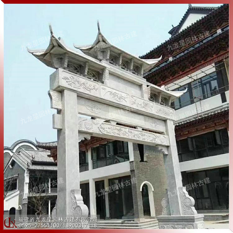 石雕门楼牌坊农村石牌坊报价合理的厂家(图5)