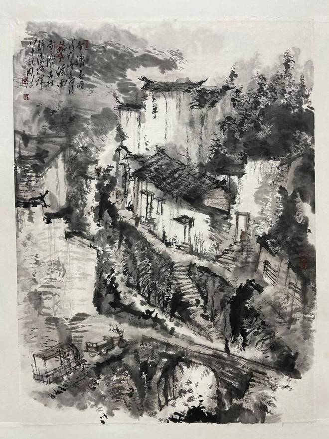 看徽派建筑品皖南风情——岭南名家周波画里的皖南(图5)