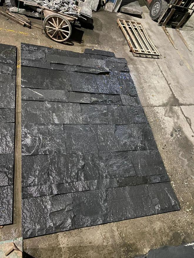 石材加工老石板、自然面背景墙、石皮背景墙不同的石材视觉效果(图2)
