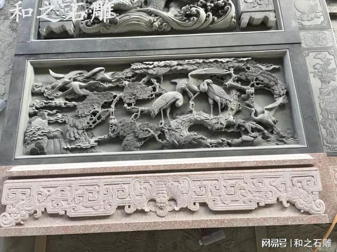 祠堂墙面上的石雕浮雕龙凤图雕刻(图4)