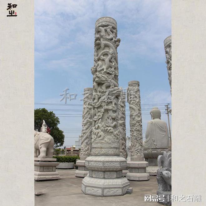 浮雕石雕龙柱的传统雕刻(图4)