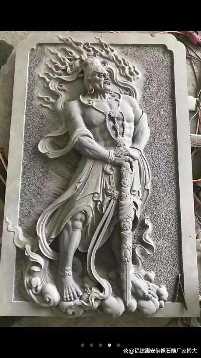 石雕哼哈二将的雕刻工艺细节欣赏(图6)