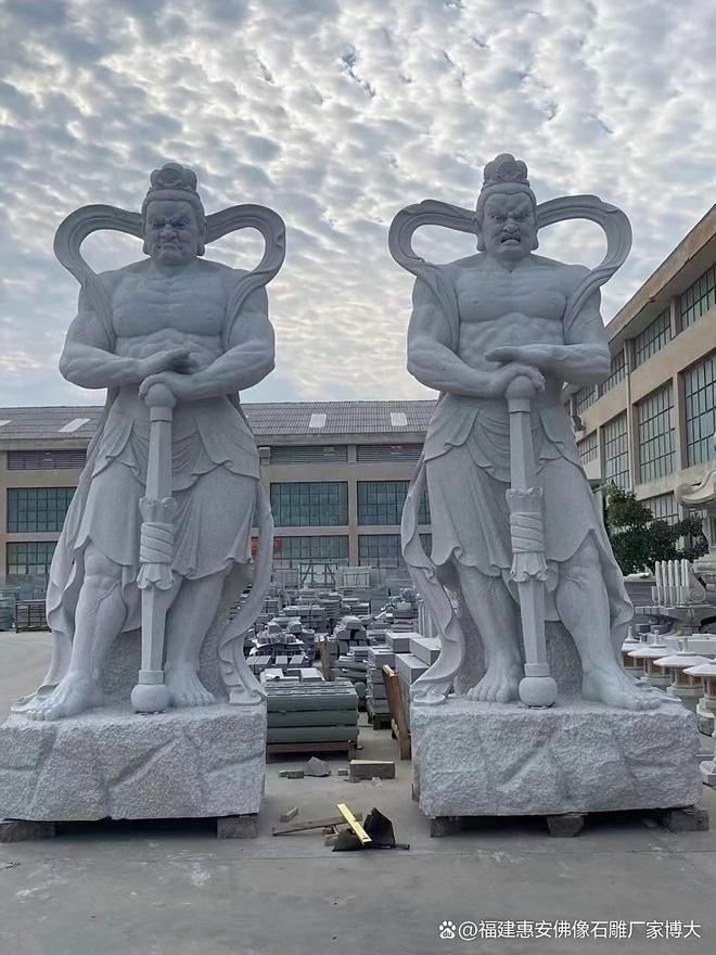 石雕哼哈二将的雕刻工艺细节欣赏(图1)