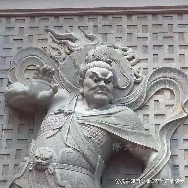 石雕哼哈二将的雕刻工艺细节欣赏(图2)