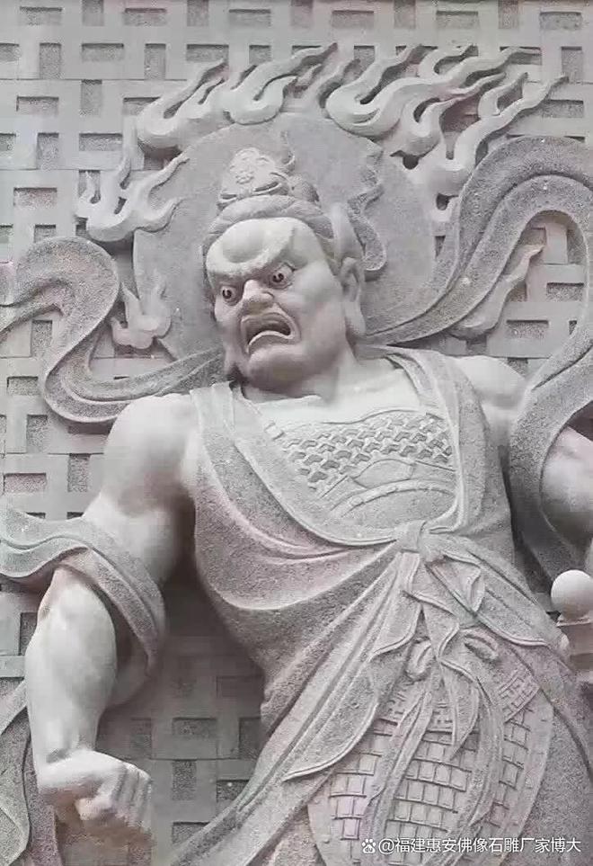 石雕哼哈二将的雕刻工艺细节欣赏(图4)